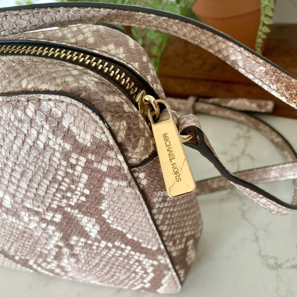 Michael Kors East West Jet Set Snake Python Embossed Crossbody Bag Purse